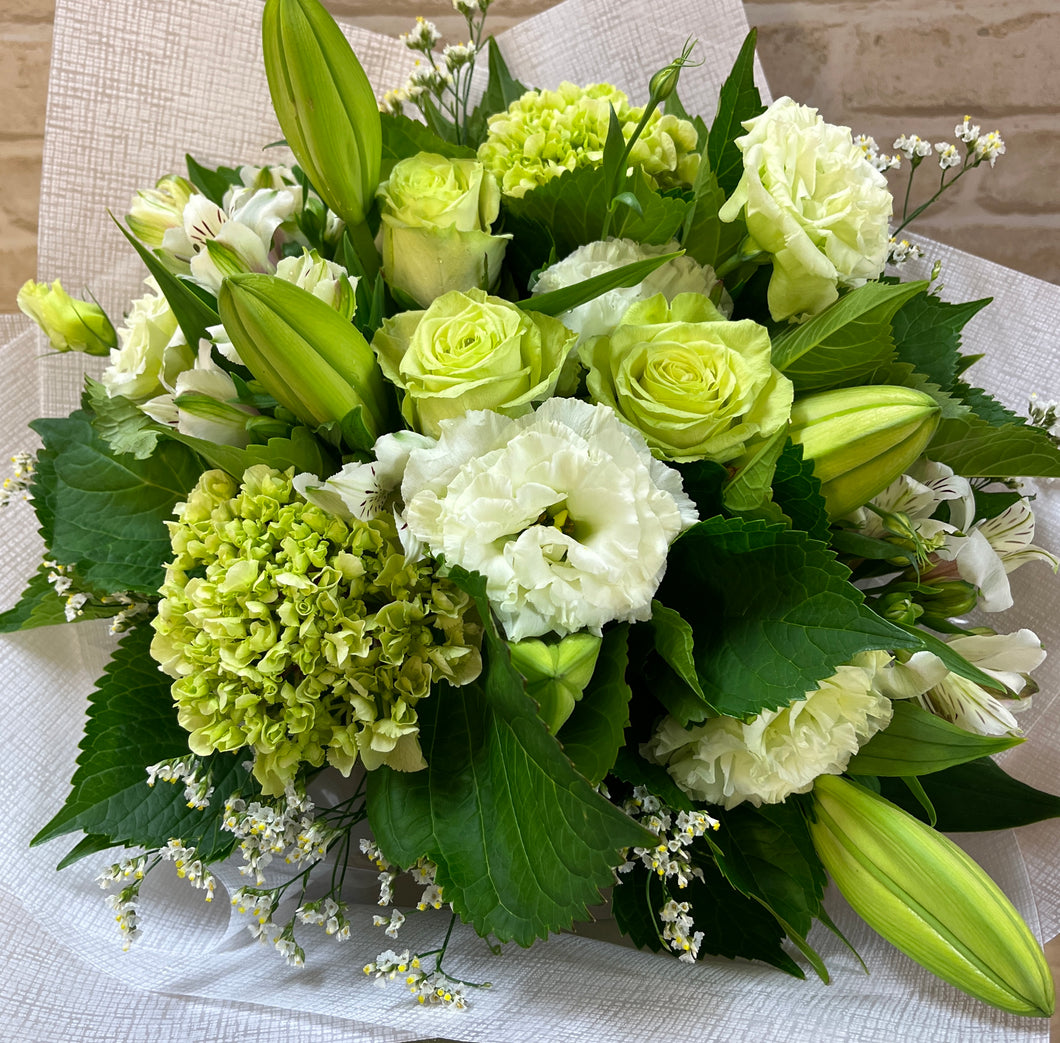 Bouquet in Creams, Greens & Whites  - Wellington Flower Co.