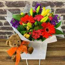 Load image into Gallery viewer, Flower &amp; Soft toy Combo - Bright Mix - Wellington Flower Co.