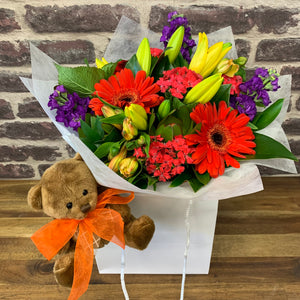 Flower & Soft toy Combo -Seasonal Mix - Wellington Flower Co.